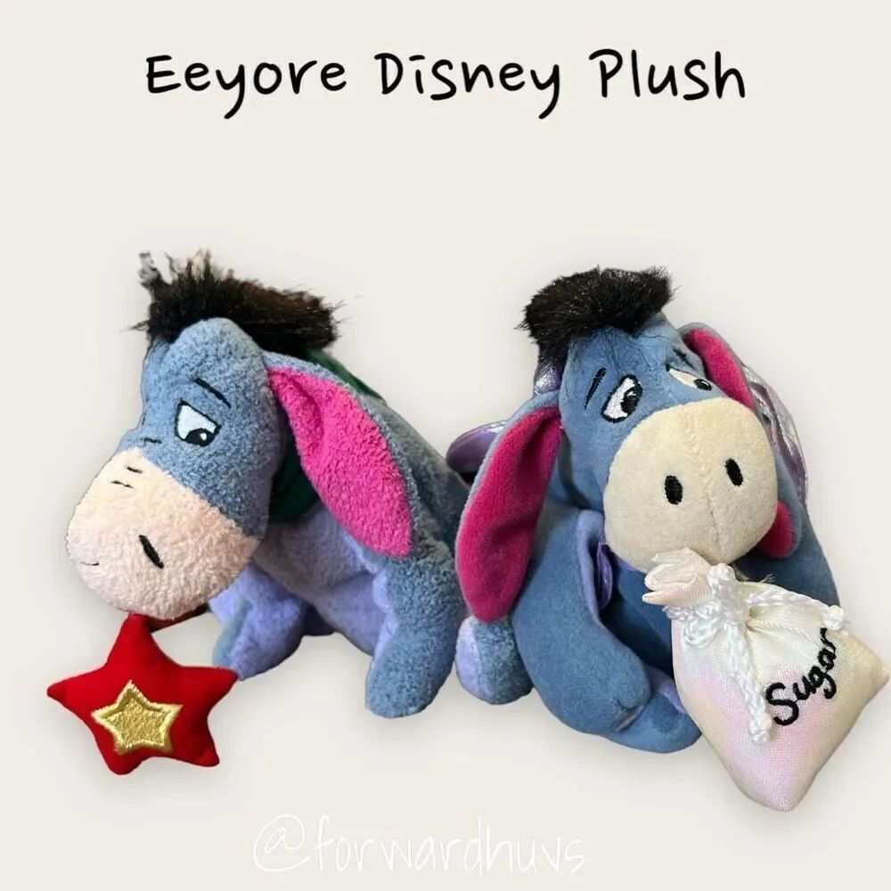 Charming Disney Eeyore Plush Beanie Babies - Whimsical Duo